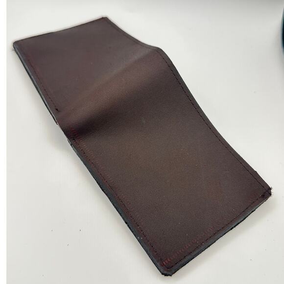 Minimalist Handmade Oaxaca Dark Chocolate Thick Leather Bifold Wallet Men - Picture 2 of 10